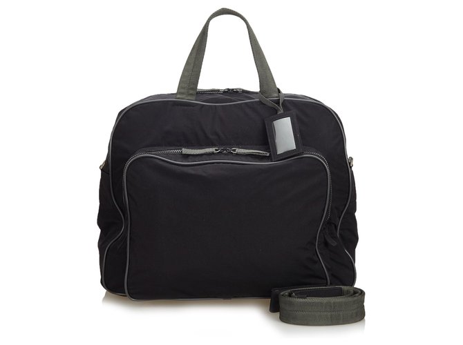 Prada Black Fabric Duffle Bag Grey Cloth  ref.123124