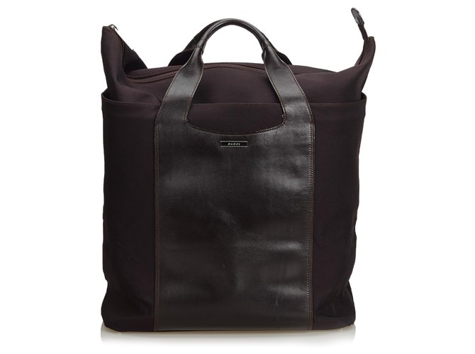Gucci Black Canvas Tote Bag Leather Cloth Cloth  ref.123125