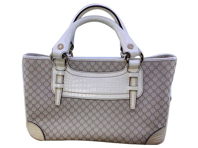 Borsa Tote Céline Boogie Marrone Bianco Monogramma
