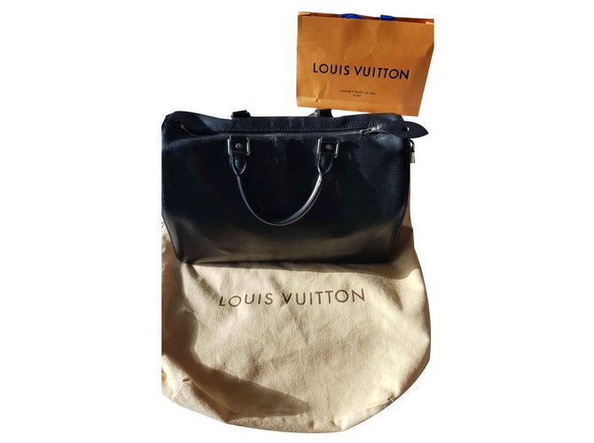 Louis Vuitton Speedy 30 orelha de couro preto  ref.123182