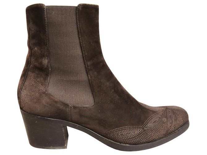 Prada boots in Dark brown Deerskin  ref.123231