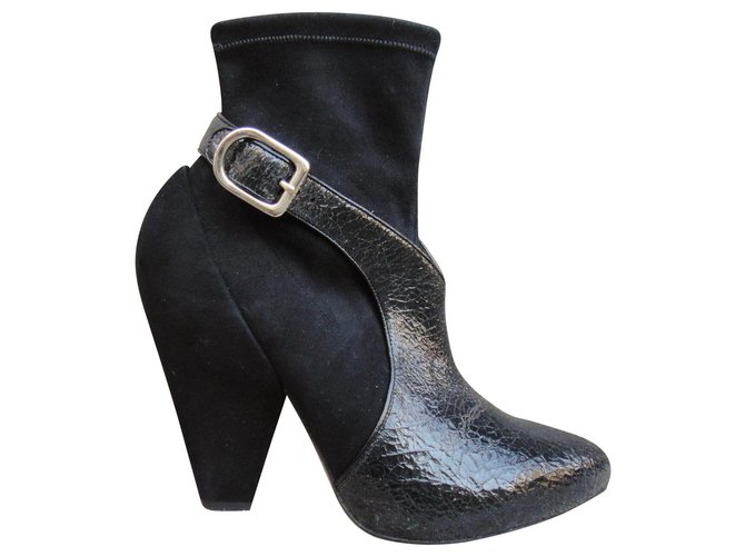 Sonia Rykiel Sonia Rikyel boots in stretch kid and patent leather Black Deerskin  ref.123235