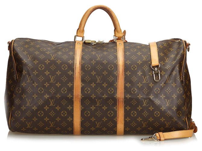 Louis Vuitton Brown Monogram Keepall Bandouliere 60 Leather Cloth  ref.123291