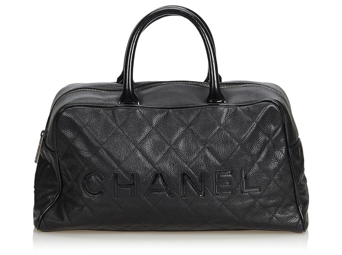 Bolso de cuero Chanel Black Matelasse Caviar Negro  ref.123302