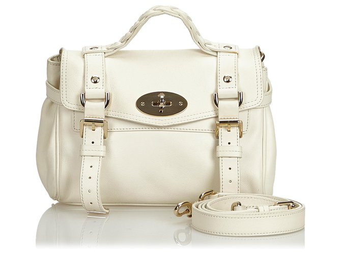 Satchel De Couro Branco De Mulberry Alexa Cru  ref.123317