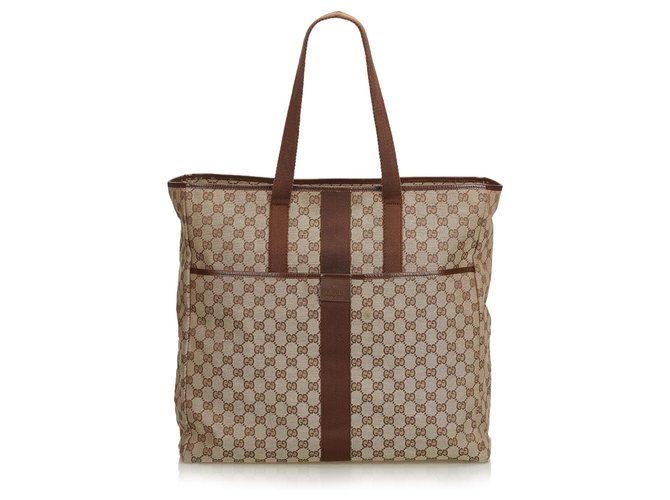 Gucci Brown GG Jacquard Travel Bag Leather Cloth  ref.123325