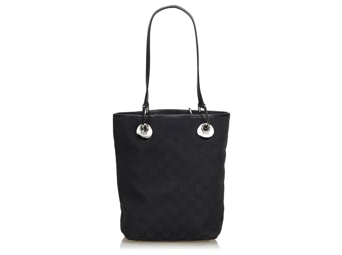 Gucci Black GG Jacquard Eclipse Tote Bag Leather Cloth  ref.123327
