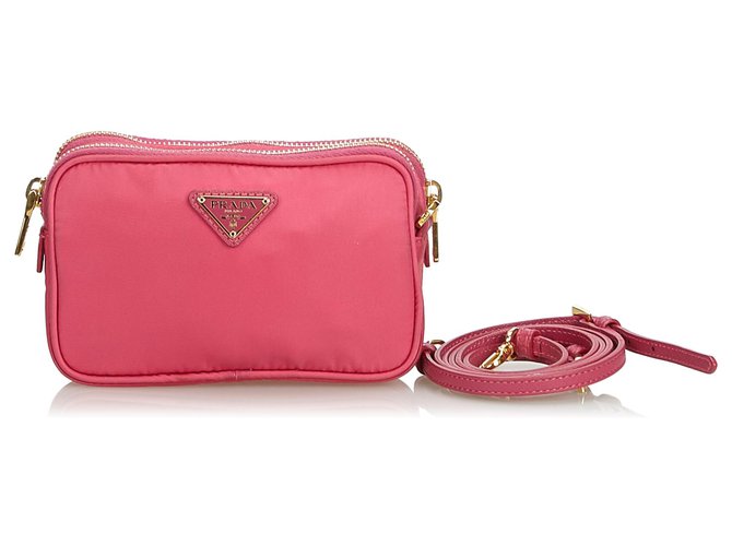 Prada Pink Nylon Crossbody Bag Leather Cloth  - Joli Closet