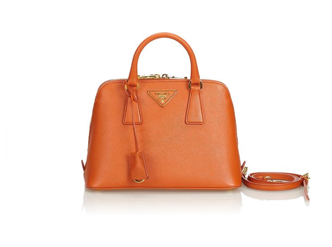 Prada Laranja Saffiano Couro Lux Promenade Satchel  ref.123342