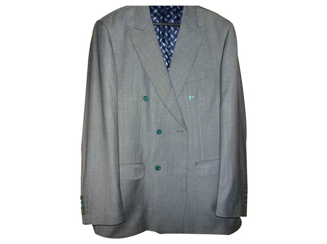 Autre Marque ZILLI PARIS DOPPELBROASTIERTE JACKE BLAZER Grau Seide Kaschmir  ref.123361