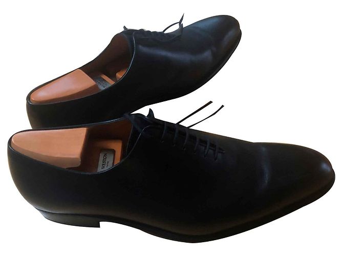 J.M. WESTON 7 Öse CYCLIST BLACK BOXCALF Schwarz