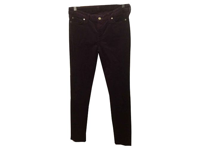7 For All Mankind Pantalones Pitillo de Pana Rojo Oscuro Burdeos