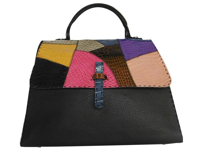 Autre Marque Crocodile Leather Satchel Bag Black Multiple colors Exotic leather  ref.123404