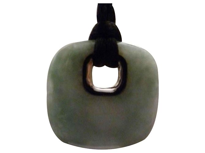 Autre Marque Collana QEELIN in Giada Verde e Oro Bianco