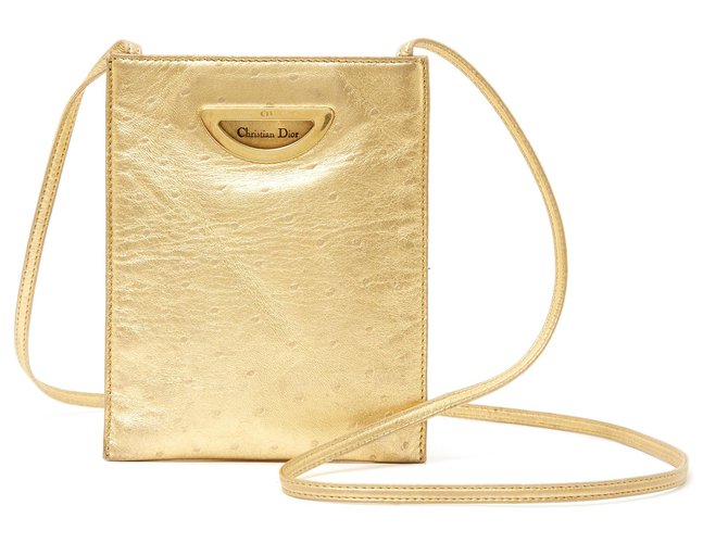 Christian Dior MALICE GOLD OSTRICH Golden Leather Metal ref.123443