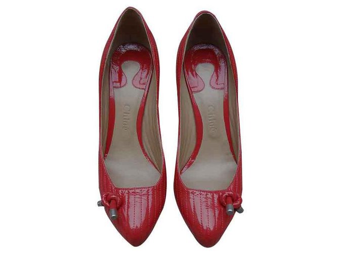 Chloé Heels Red Patent leather  ref.123509