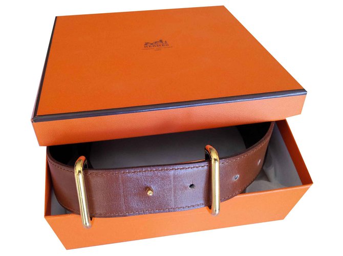Hermès Cintura di Hermes Caramello Pelle  ref.123587