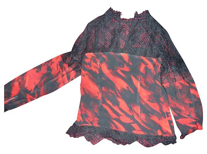 Guess Marciano Tunika mit Spitze Schwarz Rot