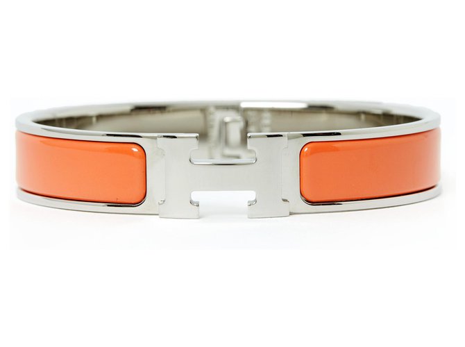 Hermès CLICK H END GM TANGERINE IN ARGENTO Arancione Metallo  ref.123597