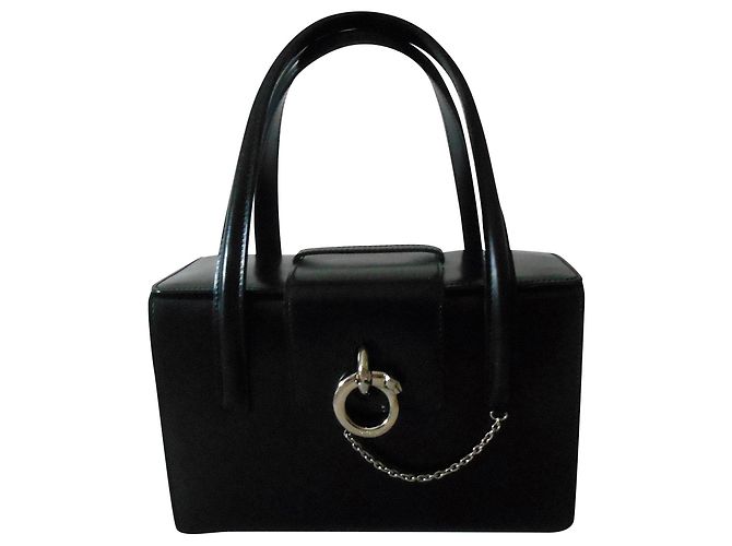 Borsa cubica Panthère Cartier in pelle nera Nero