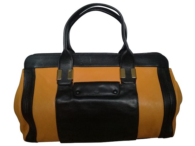 Borsa Chloé ALICE in pelle nera e arancione Nero