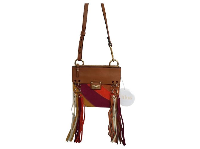 Chloé JANE leather handbag caramel multicolor Brown Red Multiple colors Mustard Light brown Lavender