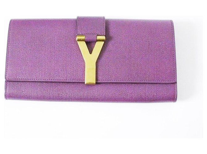 Yves Saint Laurent Chyc Purple Leather  ref.123652