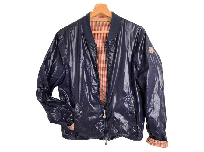 Moncler Reversible Jacket Red Blue Cotton  ref.123666