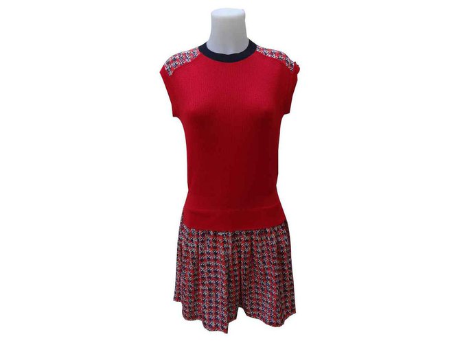 Louis Vuitton Dresses Red Multiple colors Silk Wool  ref.123678