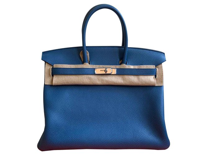 Hermès Birkin 35 azul Agathe Clémence Cuero  ref.123682