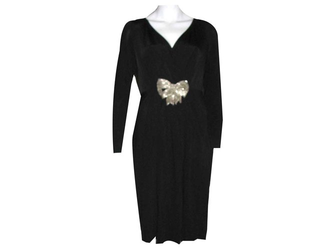 Alice by Temperley Marilyn dress with embellished bow Black Viscose Elastane  ref.123702