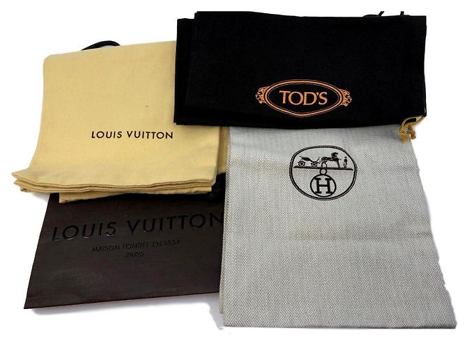 Louis Vuitton 3 dustbagS HERMES TOD'S VUITTON Black Orange Yellow
