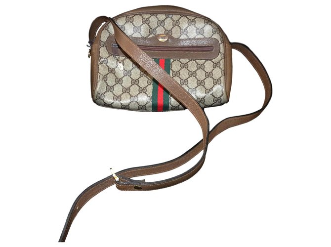 Gucci monogram Ophidia web stripe crossbody bag Chestnut Leather   - Joli Closet