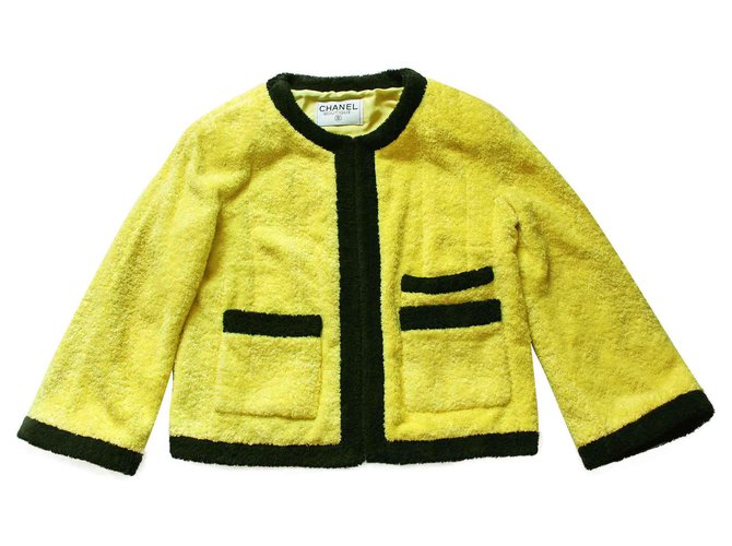 Collectors Rare Vintage Chanel Jacket Yellow Cotton  ref.123821