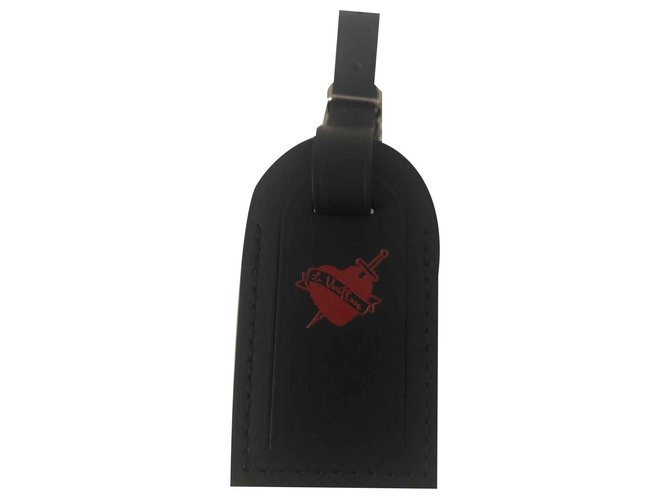 Louis Vuitton Amuletos bolsa Negro Roja Cuero  ref.123905