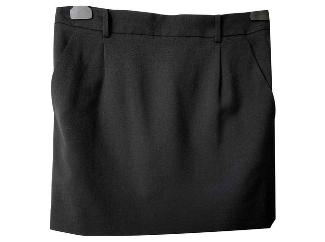 Saint Laurent Mini-jupe noire 100% laine  ref.123933
