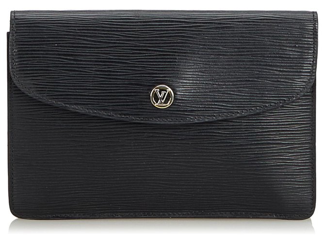 Pochette Epi Noire Louis Vuitton Cuir Métal  ref.123961