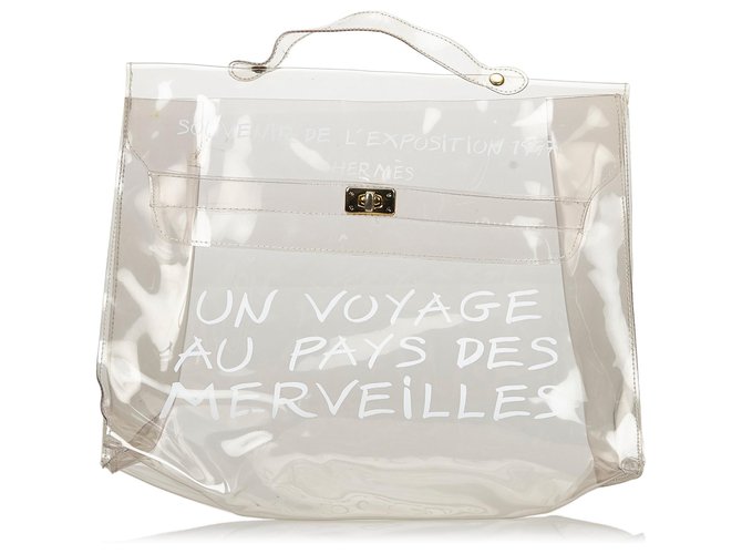 Hermès Hermes White Vinyl Kelly Handbag Bianco Plastica  ref.123994