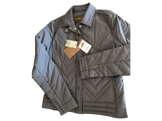 Louis Vuitton Downfill jacket Dark grey Dark blue Polyester  ref.124031