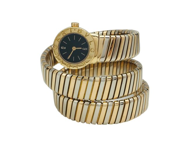 Bulgari vintage watch, "Snake", two tones of gold. White gold Yellow gold  ref.124090