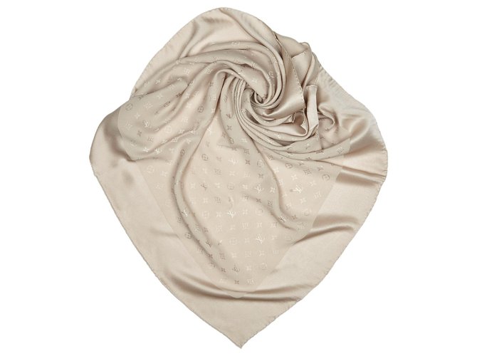 Louis Vuitton Brown Monogram Silk Monaco Scarf Beige Cloth  ref.124152