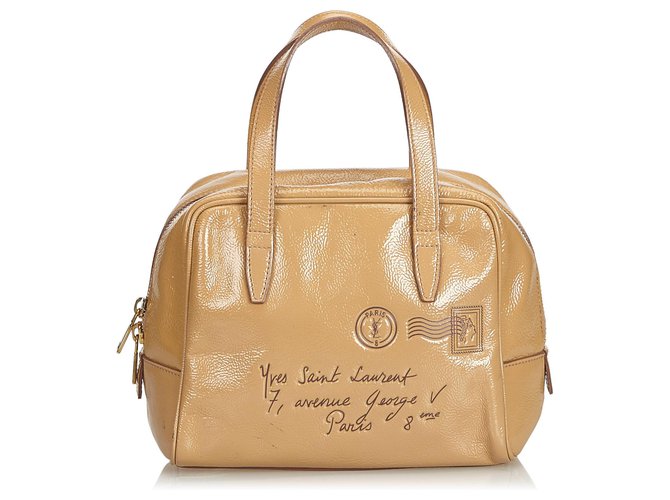 Yves Saint Laurent YSL Brown Y Mail Patent Leather Handbag  ref.124201