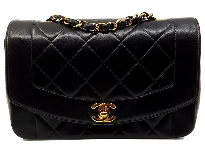 Chanel Diana Schwarz Leder