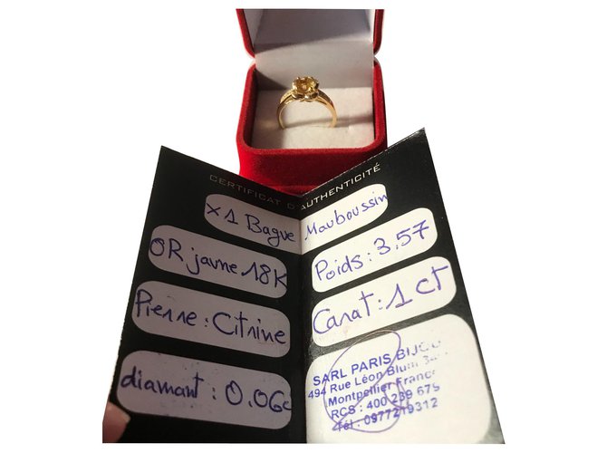 MAUBOUSSIN RING Verlangen nach Liebe Citrin 1 Ct /6 Diamanten Golden Gelbes Gold  ref.80317