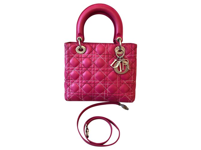 Christian Dior LADY DIOR Pink Leather  ref.124288