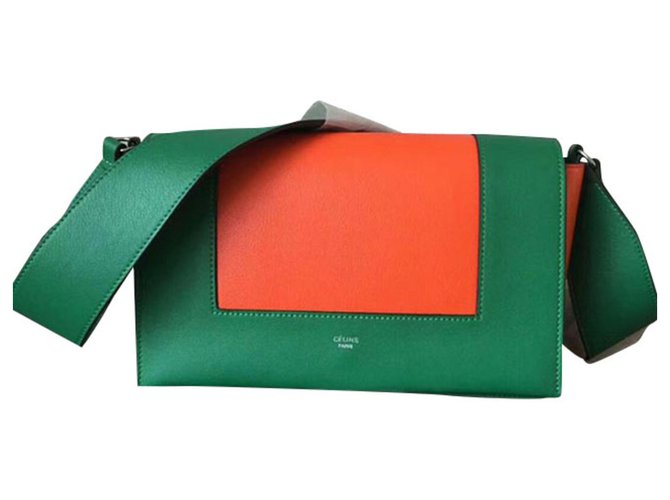 Céline CELINE BAG FRAME Green Orange Leather  ref.124340