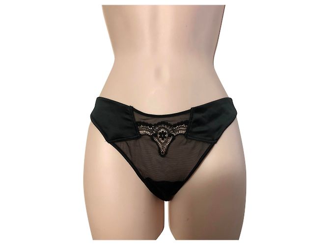 Autre Marque RC Rescentini T2 String Schwarz Nylon