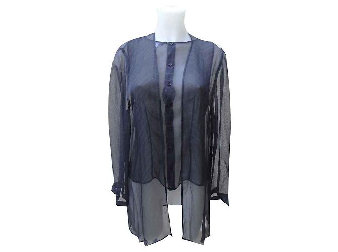 Giorgio Armani Top e Camicia in Seta Blu Navy