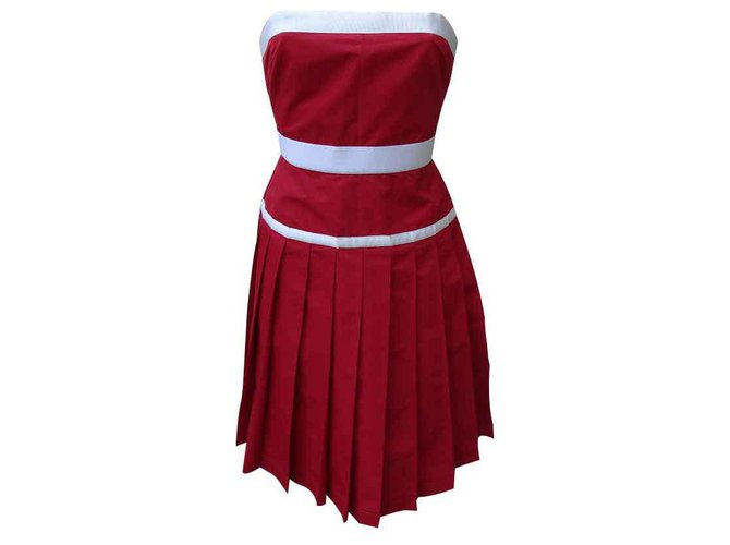 Dolce & Gabbana Kleider Weiß Rot Baumwolle Polyester  ref.124472