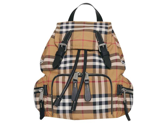 BURBERRY The Rucksack shoulder bag with Vintage check pattern Multiple colors Leather Polyamide  ref.124479